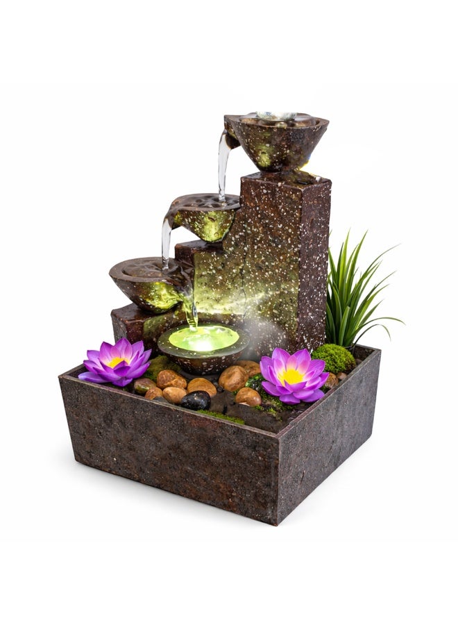 نافورة LED مع أحجار من ورسامارتس - ديكور شلال طاولة داخلي للمنزل والمكتب ومساحات الاسترخاء | إضاءة هادئة وتصميم عصري - Image 1